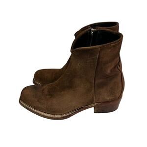 ReSouL Boots Womens 38.5 Brown Nubuck Western Side Zip Square Toe Ankle Western